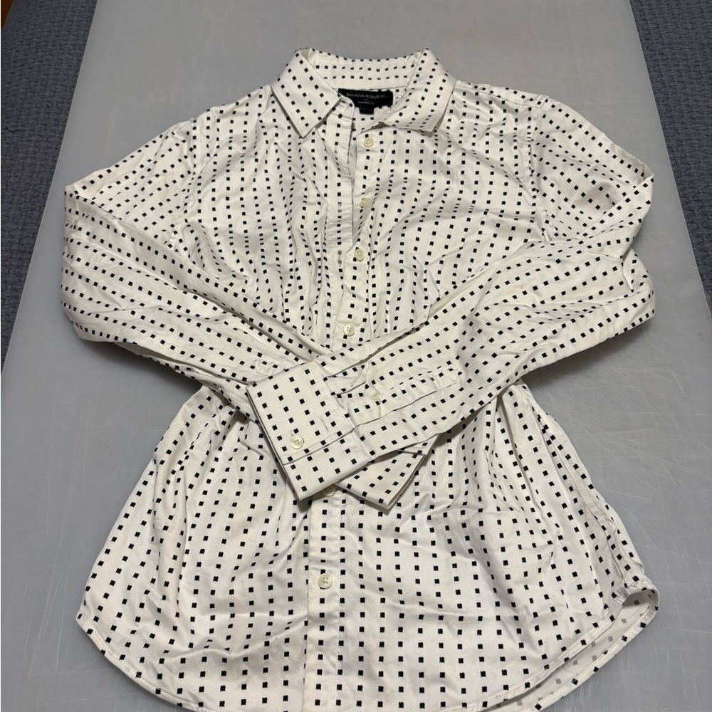 Women’s White and Black Polka Dot Shirt